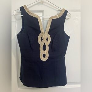 Lilly Pulitzer navy and gold top size 0